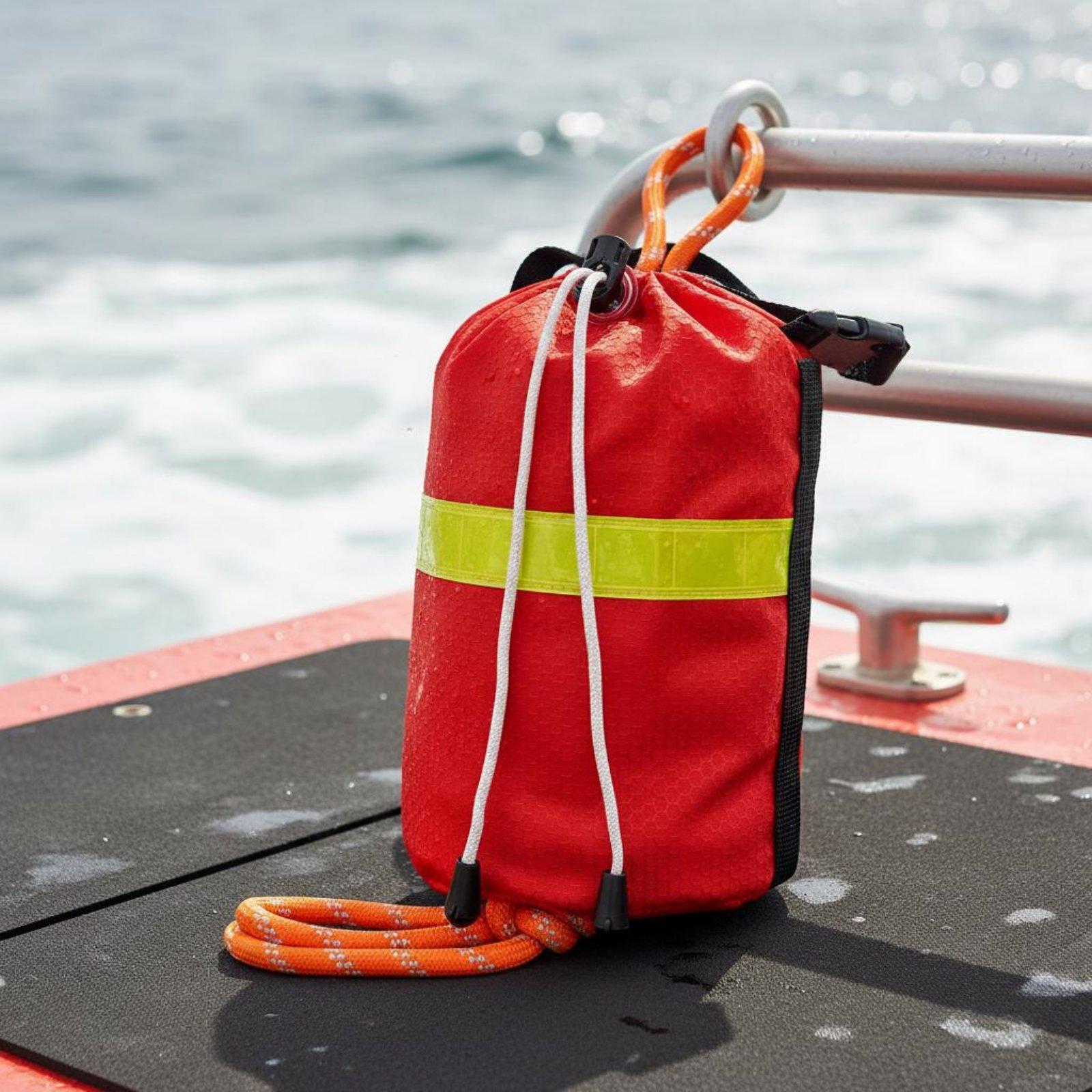Rescue Rope Throw - 水上救助用投擲バッグ。耐摩耗性に優れた浮力のあるロープバッグ。ボートや氷上釣りでの使用に最適。