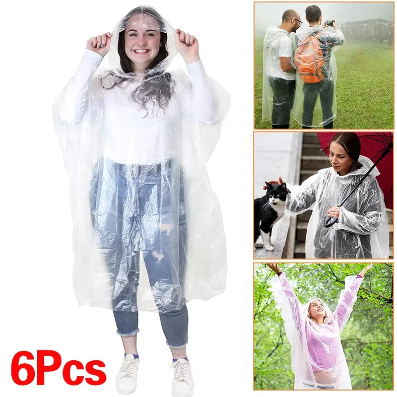6枚入り、使い捨て、防水、屋外用、ハイキング、登山、旅行、緊 - Emergency Poncho Rain のレビューと価格