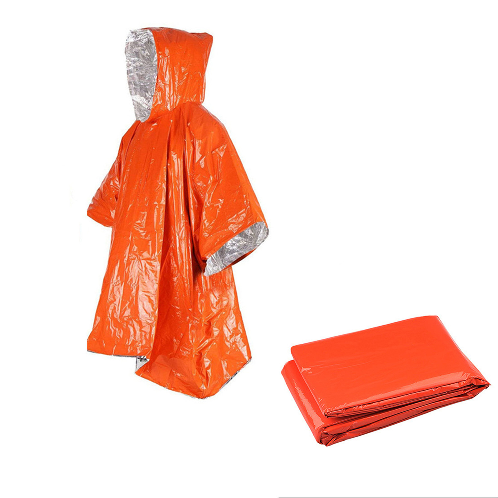 緊急用使い捨てアルミフィルムレインポンチョ - 防水、防寒  - Emergency Poncho Rain のレビューと価格