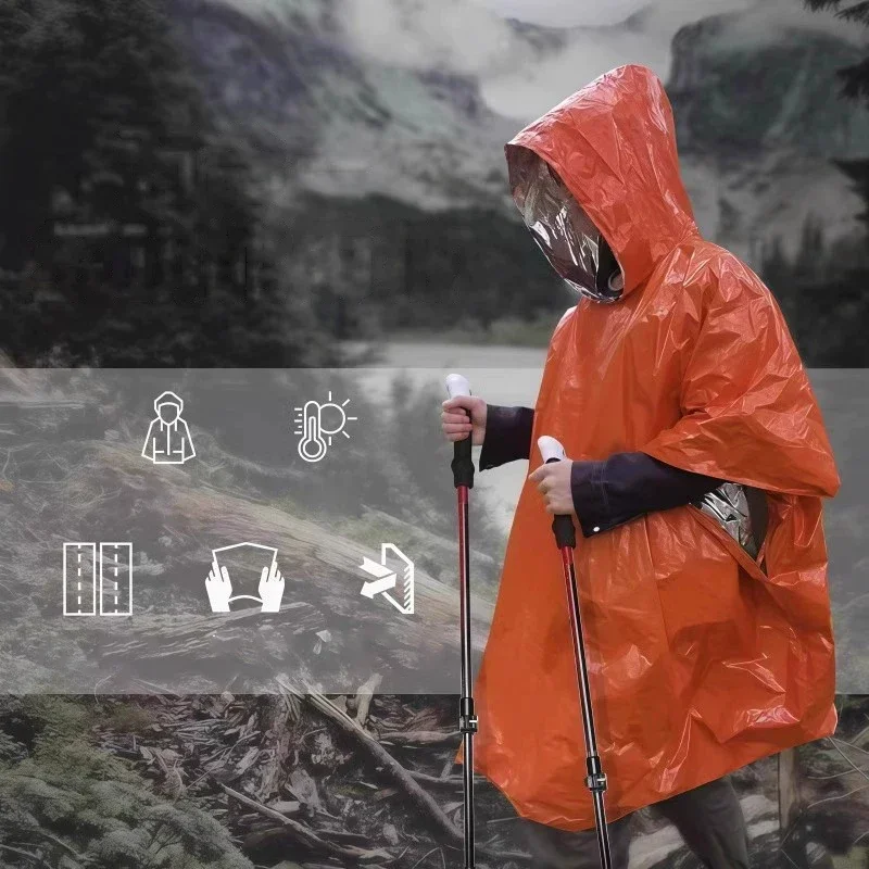 フード付きの緊急用レインポンチョ。防水性・防寒性に優れ、アル - Emergency Poncho Rain のレビューと価格